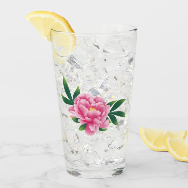 Copo De Pint Vidro de Peony Rosa (Gelo frontal)