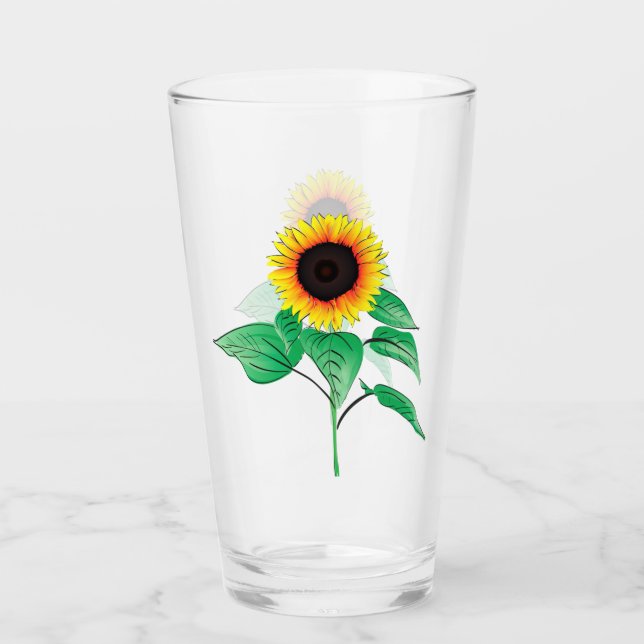 Copo De Pint Vidro de Sunflower Amarelo (Frente)