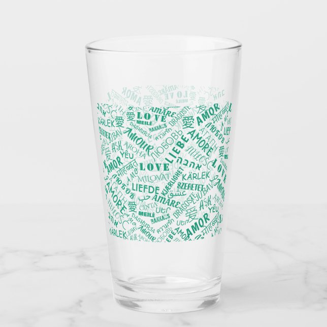 Copo De Pint Vidro de Texto de Amor Multilíngue - Escolher Core (Frente)