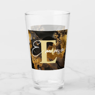 Copo De Pint Vidro de Tinta de Álcool Preto e Dourado Personali