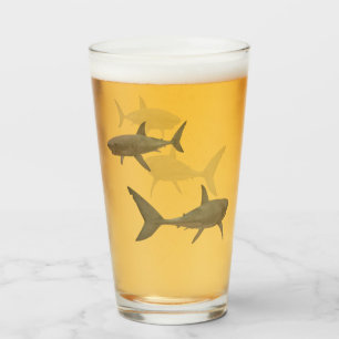 Copo De Pint Vidro de Tubarão Branco