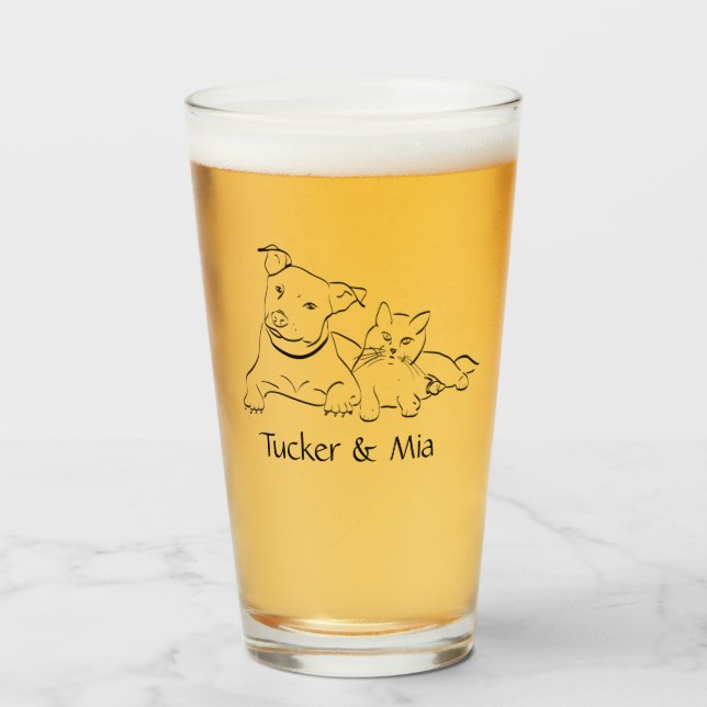Copo De Pint Vidro De Vidro De Retrato De Pet Personalizado Vid (Frente (Preenchido))
