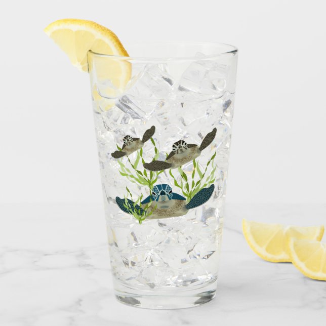 Copo De Pint Vidro do Bebendo das Tartarugas do Mar (Gelo frontal)