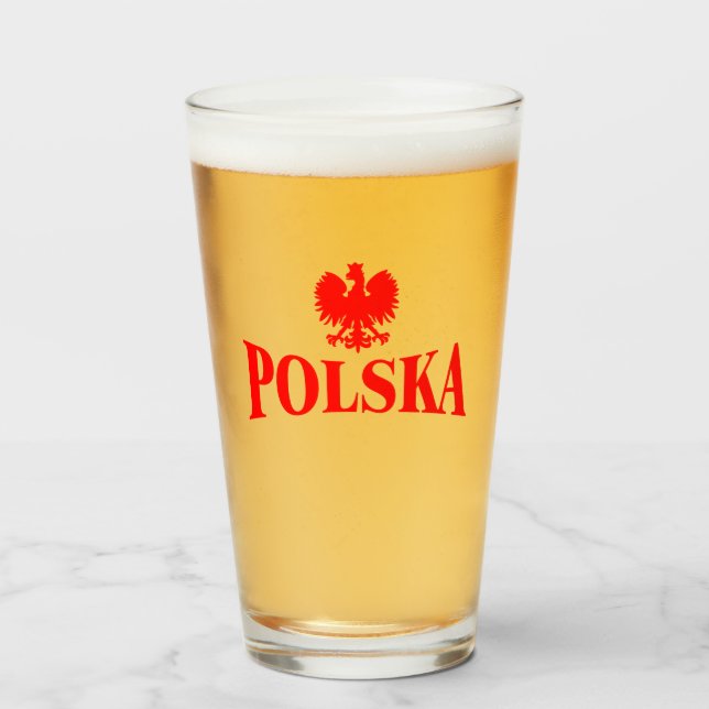 Copo De Pint Vidro do Bebendo de águia polonês (Frente (Preenchido))