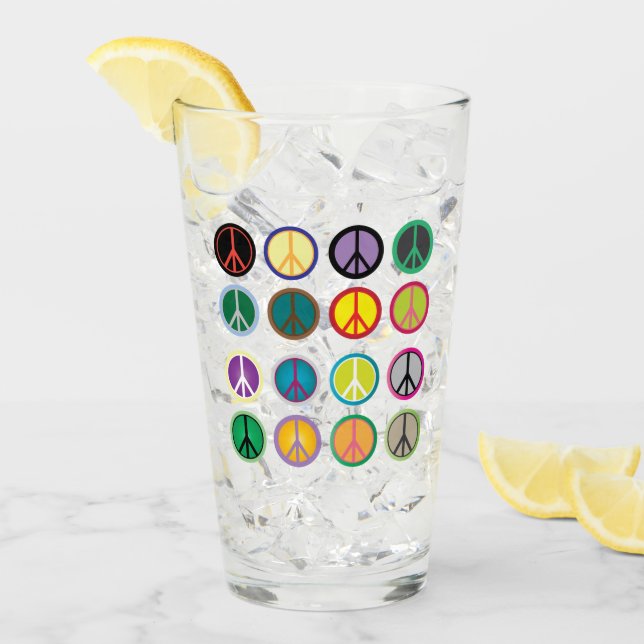 Copo De Pint Vidro do Bebendo de Sinal de Paz (Gelo frontal)