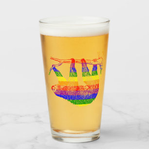 Copo De Pint Vidro do Bebendo Rainbow Pride Sloth