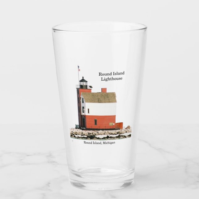 Copo De Pint Vidro do farol da Ilha Round (Frente)