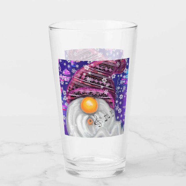 Copo De Pint Vidro do Hat Gnomo de Natal (Frente)