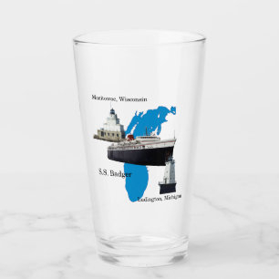 Copo De Pint Vidro do Lago Michigan do texugo