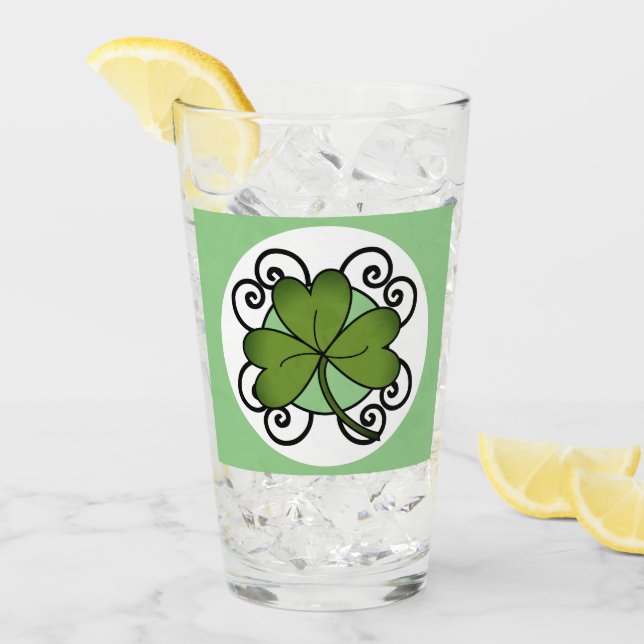 Copo De Pint Vidro do Shamrock Tumbler (Gelo frontal)