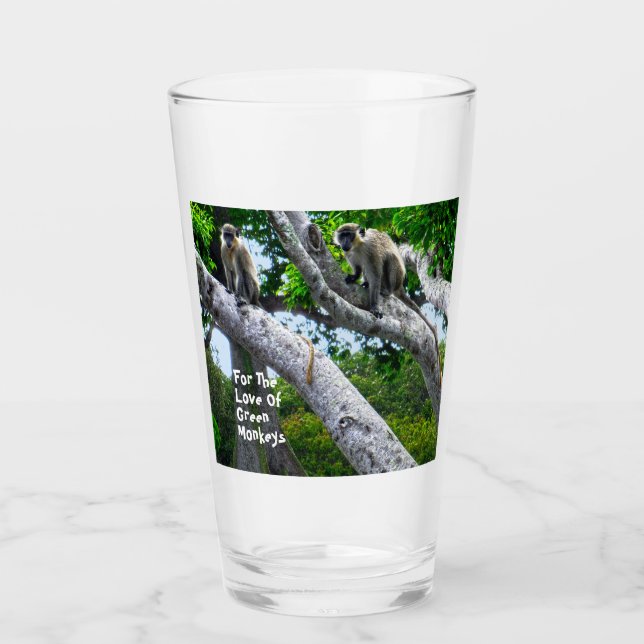 Copo De Pint Vidro dos Macacos Verdes Barbados (Frente)