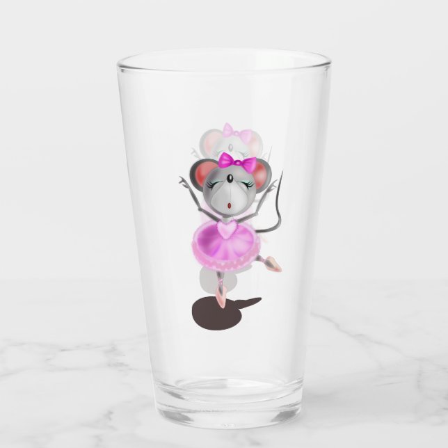 Copo De Pint Vidro engraçado com mouse Ballerina - Pintura (Verso)