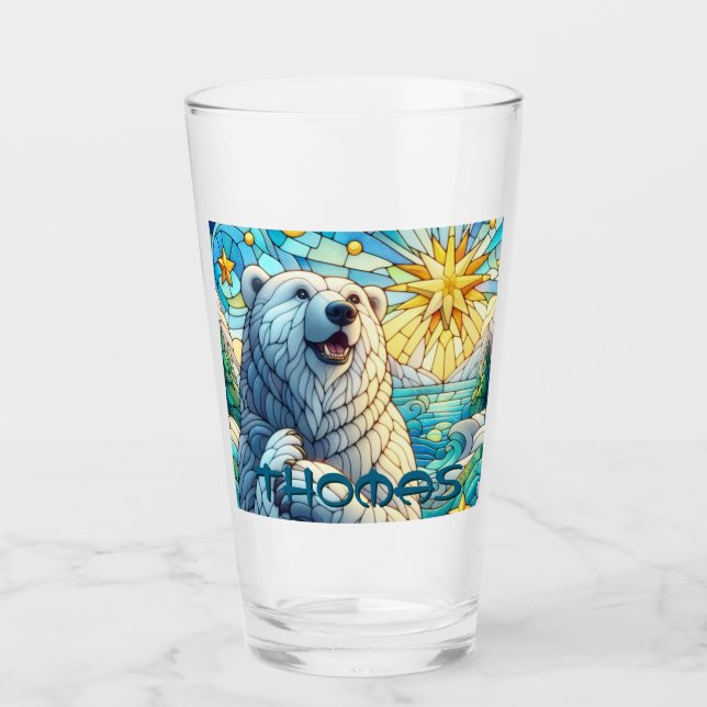 Copo De Pint Vidro Escondido Do Urso Polar Personalizado (Frente)