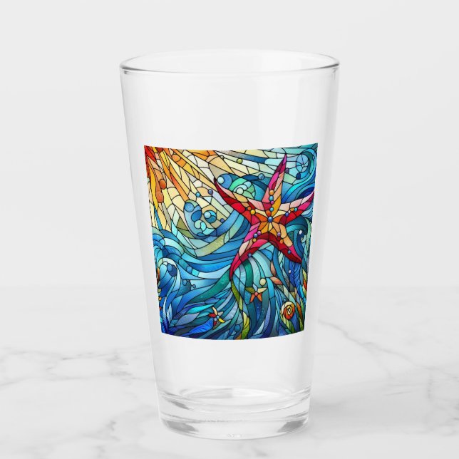 Copo De Pint Vidro Estreito Frigorífico Oceano Marinho (Frente)