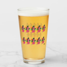 Copo De Pint Vidro: Flores Tropicais