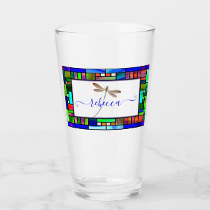 Copo De Pint Vidro manchado e libélula personalizados