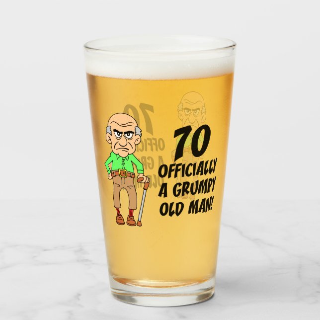 Copo De Pint Vidro Oficialmente Grumpy 70 (Frente (Preenchido))