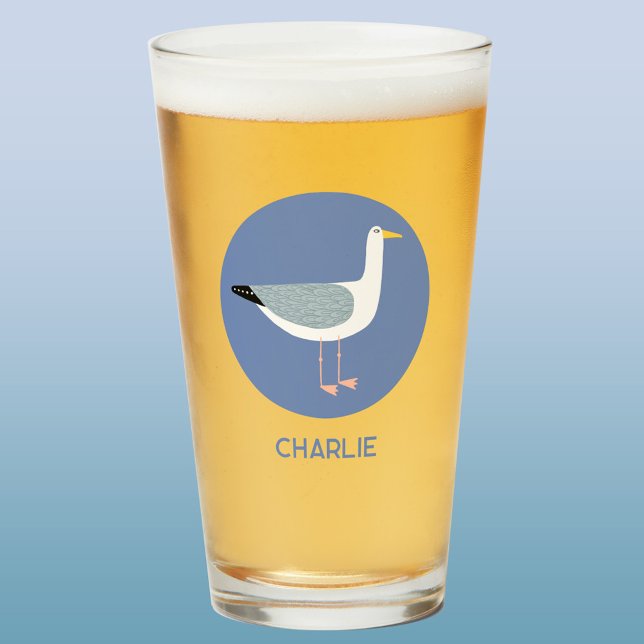 Copo De Pint Vidro personalizado da gaivota (Personalized name seagull beer glass)