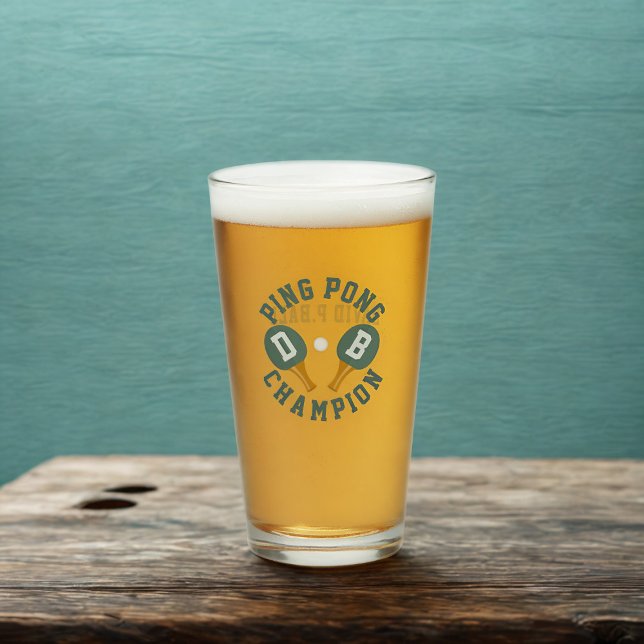 Copo De Pint Vidro Personalizado de Pinus Champion (For the Ping Pong Champion in your life. Just add their initials and name on the back)