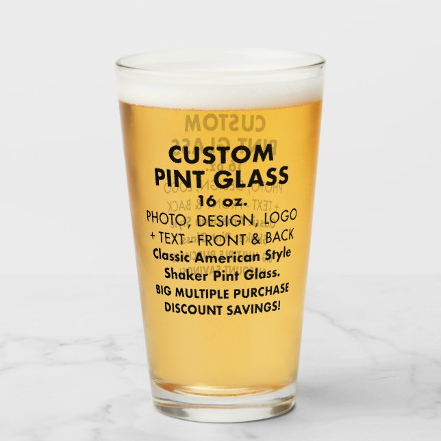 Copo De Pint Vidro Personalizado do Ponto do Shaker 16oz (Frente (Preenchido))