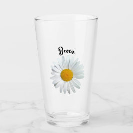 Copo De Pint Vidro Personalizado Perky White Daisy Flower