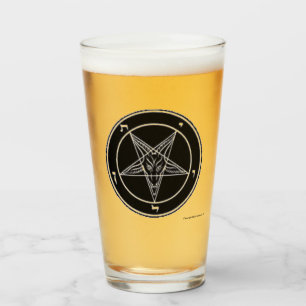 Copo De Pint Vidro preto de Baphomet