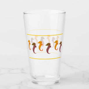 Copo De Pint Vidro Tumbler - Cavalos-marinhos laranja e castanh
