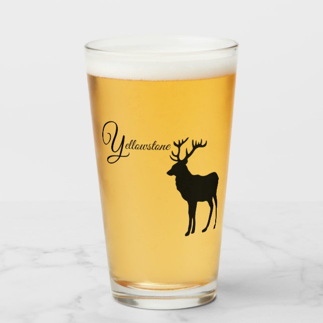 Copo De Pint Vidro Tumbler-Yellowstone Elk (Frente (Preenchido))