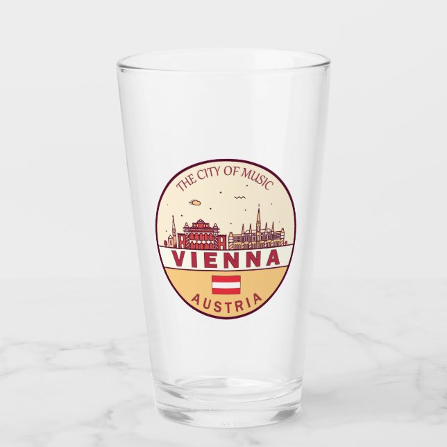 Copo De Pint Viena, Áustria, Cidade do Skyline Emblem (Frente)