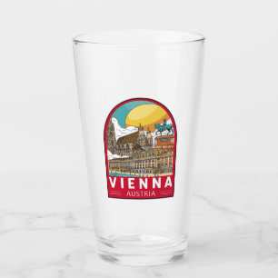 Copo De Pint Viena Áustria - Viagem Retro Emblem
