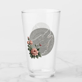 Copo De Pint Viking Wolf & Rosas. Cabeça de lobo estilizada