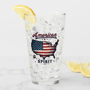 Copo De Pint Vintage American Flag USA Map Distância Art