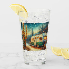 Copo De Pint Vintage Camper Christmas em Desert Saguaro Cactus