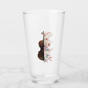 Copo De Pint Violino com flores.