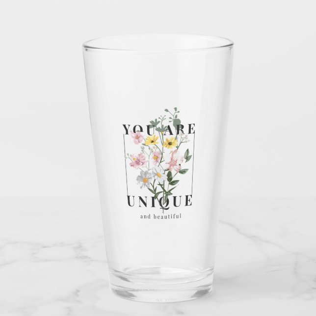 Copo De Pint Você é um Slogan Floral Único (Frente)