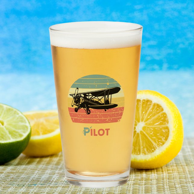 Copo De Pint Voz de Aniversário do Piloto Retro Sunset para Avi (Criador carregado)