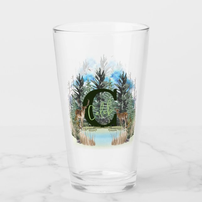 Copo De Pint Watercolor Veer Personalizado Monograma - Letra C (Frente)