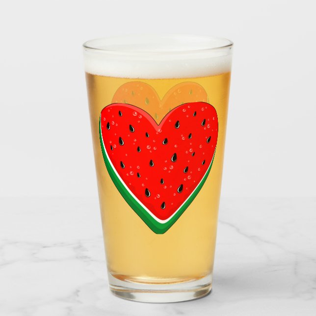 Copo De Pint Watermelon Heart Dia de os namorados Palestina Liv (Frente (Preenchido))