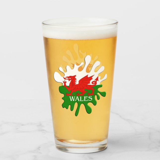 Copo De Pint Welsh Cymru Flag (Frente (Preenchido))