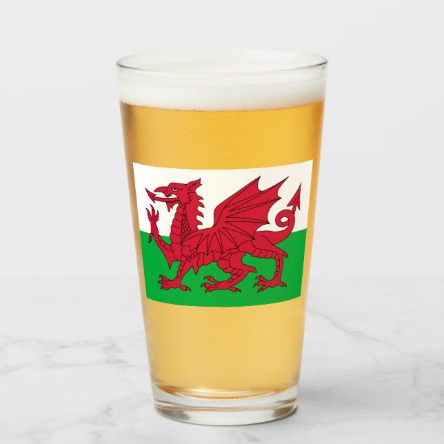 Copo De Pint Welsh Flag (País de Gales) (Welsh Dragon) (Frente (Preenchido))