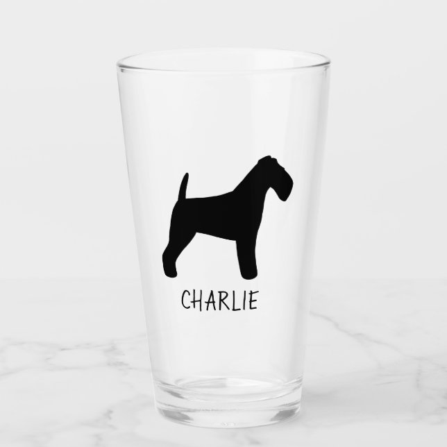 Copo De Pint Welsh Terrier Dog Silhouette Welshie Personalizado (Frente)