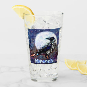 Copo De Pint Whimsical Raven Moon Floral Personalizado