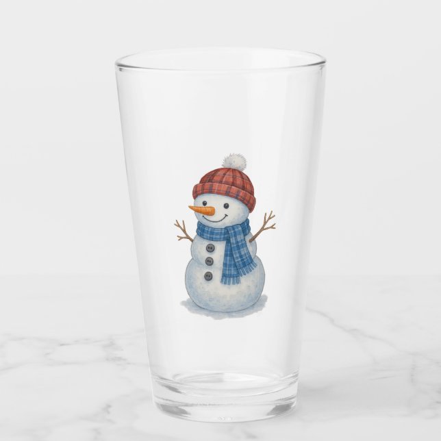 Copo De Pint Whimsical Snowman Feliz Natal (Frente)