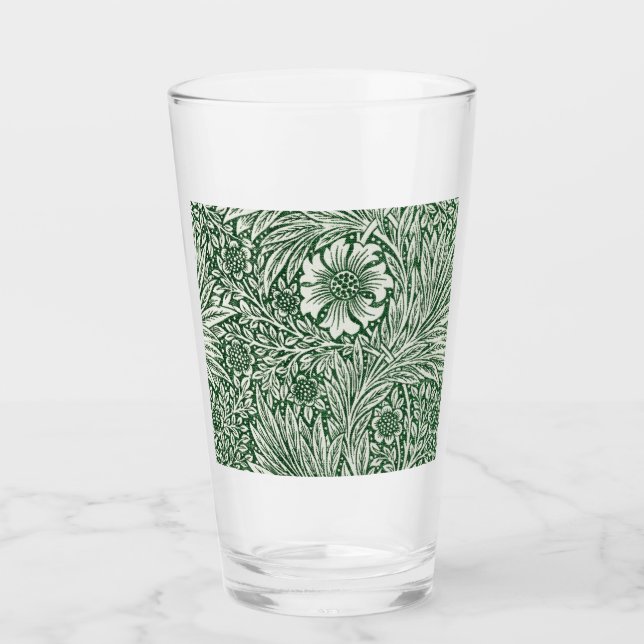 Copo De Pint william morris marigold flor verde floral (Frente)