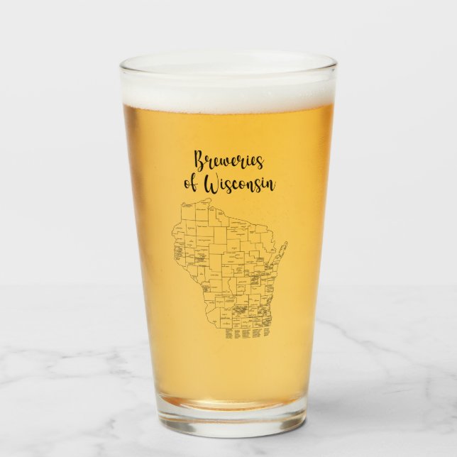 Copo De Pint Wisconsin Brewery Themed Beer Glass (Frente (Preenchido))