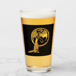 Copo De Pint Wolf & Dragon gold glass tumbler