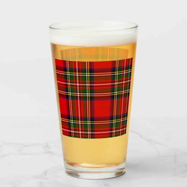 Copo De Pint Xadrez Real Stewart Clan Tartan (Frente (Preenchido))