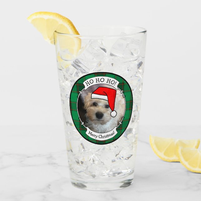Copo De Pint Xadrez Vermelha e Verde com Quadro de Fotografia d (Gelo frontal)