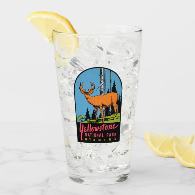 Copo De Pint Yellowstone National Park Wyoming Pint Glass (Gelo frontal)
