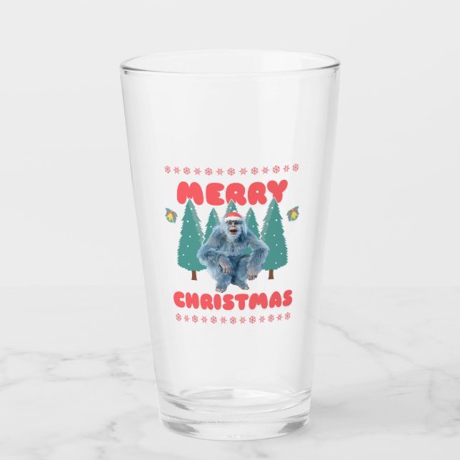 Copo De Pint Yeti Engraçado - Feliz Natal (Frente)